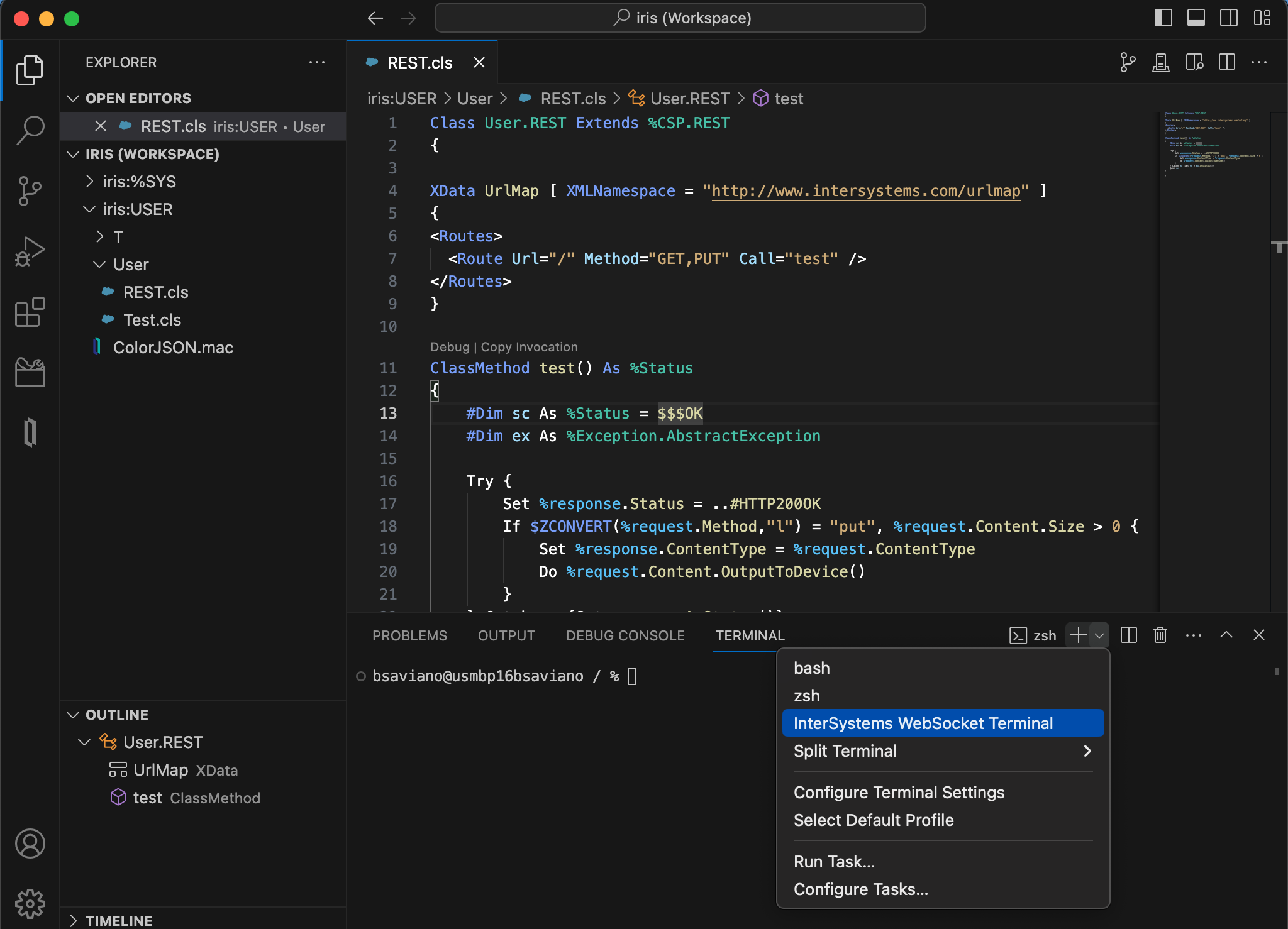 terminal profiles menu